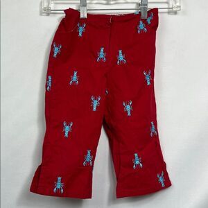 Lilly Pulitzer red cotton pants with blue embroidered lobsters size 5